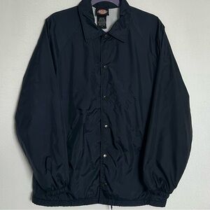 Dickies Jacket Mens Small Blue Snap Button Fleece Lined Windbreaker